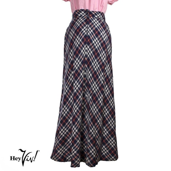 Vintage 1970s Century of Boston Glitter Plaid Maxi Skirt Size 12 W27"- Hey Viv - Picture 4 of 8